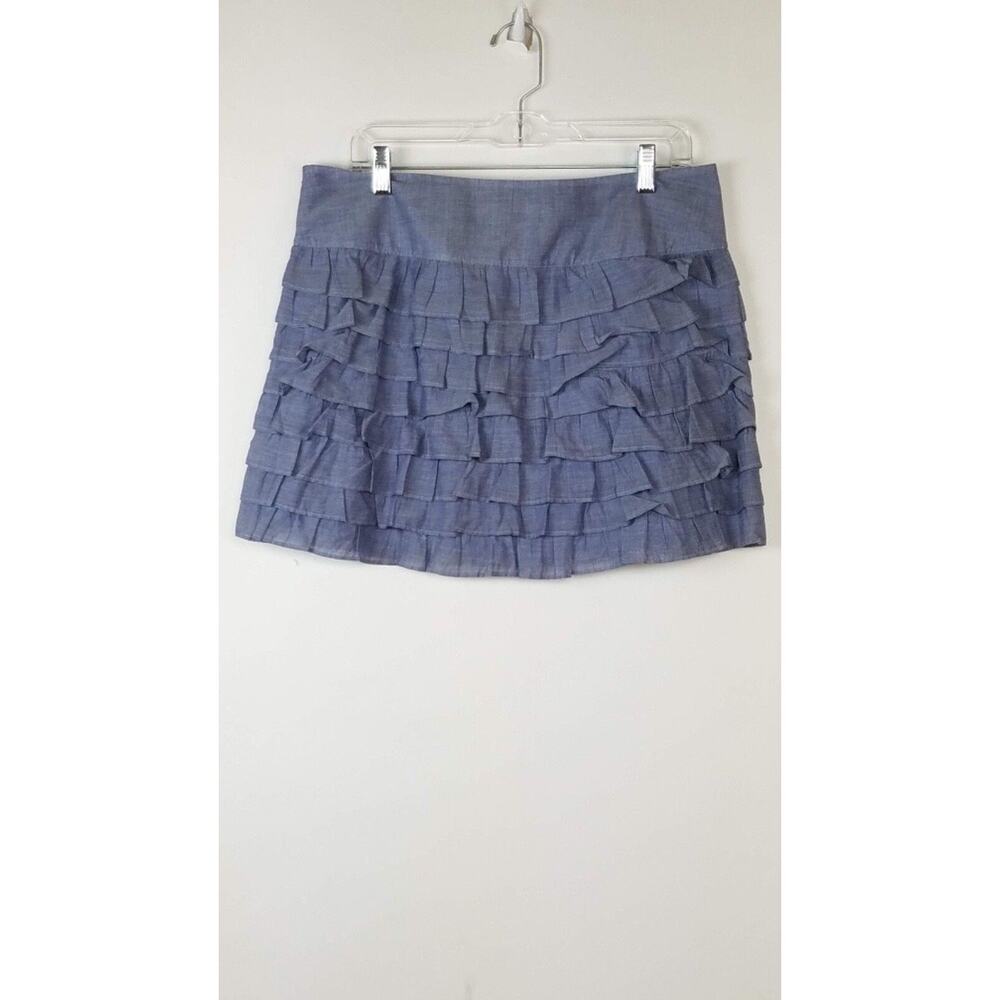 Old Navy Skirt Women’s 8 Mini Solid Blue Solid Chambray Layered Y2K 90s Vintage